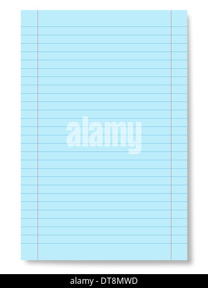 Feuille de papier bleu avec bandes isolated on white Banque D'Images