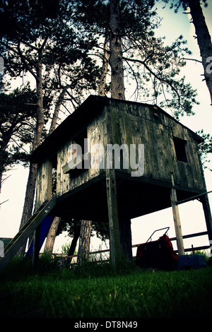 Creepy tree house en jardin anglais. Banque D'Images