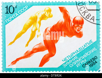 Urss - circa 1984 : timbres-poste imprimés dans l'URSS, montre la XIV jeux Olympiques d'hiver à Sarajevo, circa 1984 Banque D'Images