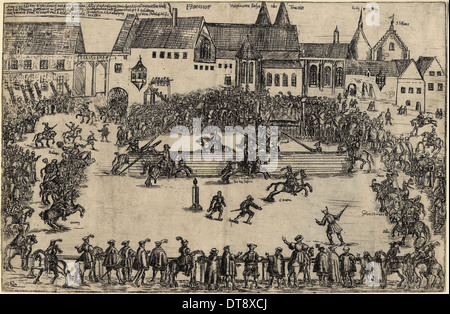 Tournoi au moment de l'Henri I l'oiseleur (938), ca. 1575. Artiste : Anonyme Banque D'Images