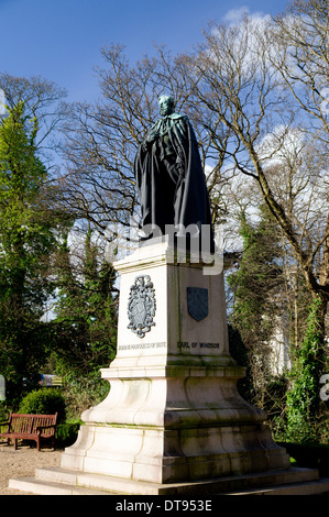 Statue de John 3e Marquis de Bute, Friary Gardens, le centre-ville de Cardiff, Pays de Galles du Sud. Banque D'Images