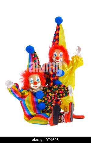 Clown avec des vêtements colorés isolé sur fond blanc Banque D'Images