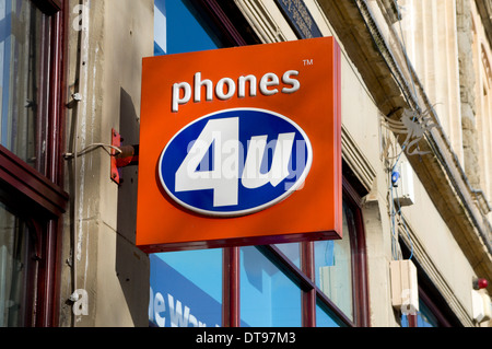 Boutique Phones 4U, Queen Street, Cardiff, Pays de Galles. Banque D'Images