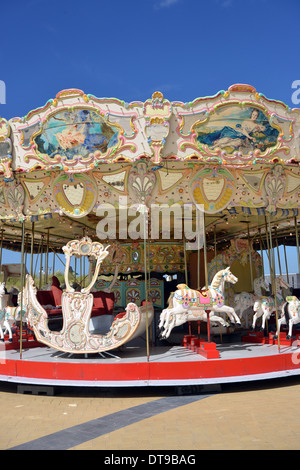 Vintage carousel sur la côte Belge Banque D'Images