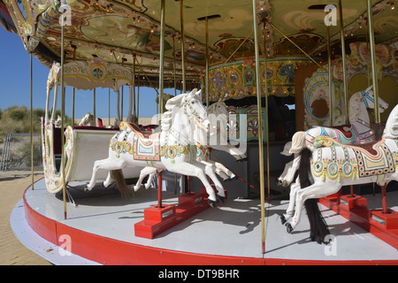 Vintage carousel sur la côte Belge Banque D'Images