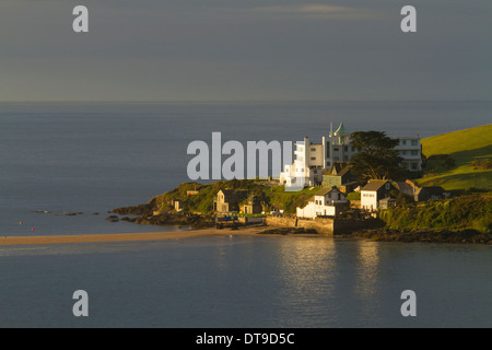 Hôtel Ile de Burgh, tôt le matin, le soleil, l'île de Burr, Bigbury-on-Sea, Devon, Angleterre, Août Banque D'Images