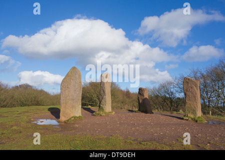 Quatre pierres à Clent Hills, Worcestershire, Angleterre, RU Banque D'Images