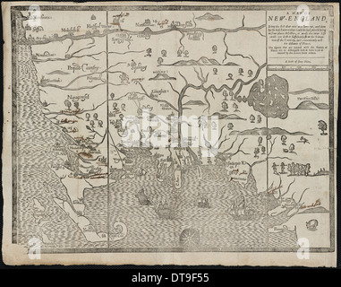 La carte de la Nouvelle Angleterre (De : William Hubbard, l'état actuel de la Nouvelle-Angleterre), 1677. Artiste : Foster, John (17e siècle) Banque D'Images