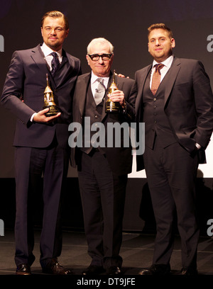 Leonardo DiCaprio, Martin Scorsese et Jonah Hill au 2014 Santa Barbara International Film Festival Banque D'Images