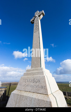 Tennyson Memorial, Tennyson Down, aiguilles Country Park, Île de Wight, Royaume-Uni - Naissance 6 Août 1809 est décédé le 6 octobre 1892 Banque D'Images