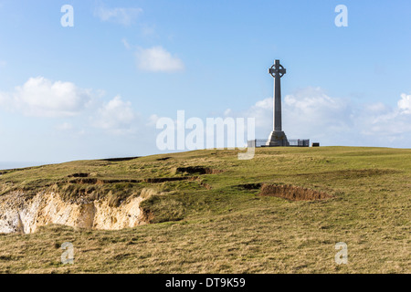 Tennyson Memorial, Tennyson Down, aiguilles Country Park, Île de Wight, Royaume-Uni Banque D'Images