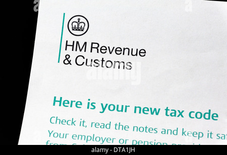 HM Revenue & Customs 'Voici votre nouveau code fiscal' lettre Banque D'Images