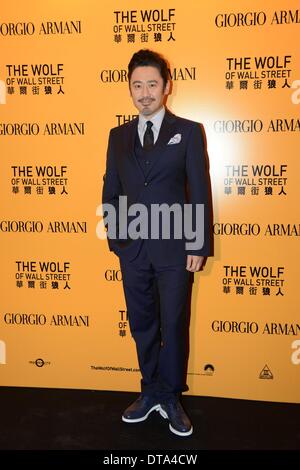 Hong Kong, Chine. 12 Février, 2014. Xiubo Wu acteur assiste à la première de film Le Loup de Wall Street à Hong Kong, Chine Le mercredi 12 février, 2014. Credit : TopPhoto/Alamy Live News Banque D'Images