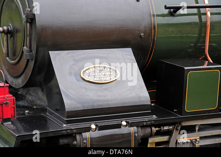 Badge sur 'Spitfire' machine à vapeur. Bure Vallley 15', chemin de fer à Norfolk. Banque D'Images