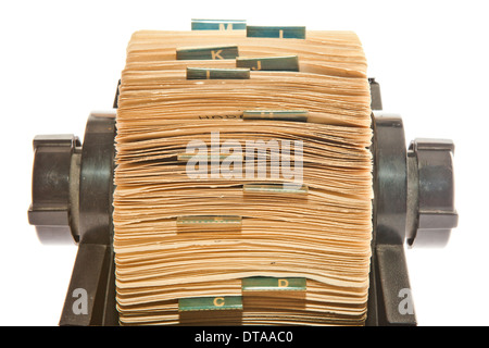 Vieille photo de Rolodex isolated on white Banque D'Images