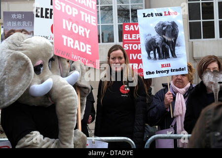 Londres, Royaume-Uni. Feb 13, 2014. Les partisans de la faune, y compris Bill Oddie, recueillir de Pall Mall pour montrer leur passion pour la faune comme les dirigeants du monde se rassemblent à la commerce illicite d'espèces sauvages au sommet. Megawhat Crédit : Rachel/Alamy Live News Banque D'Images