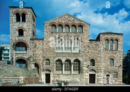 Modèle Fenêtre Windows, Byzantin et façade de l'église byzantine de Saint Demetrios ou Demetrius (629-634MA) Thessalonique GRÈCE Banque D'Images