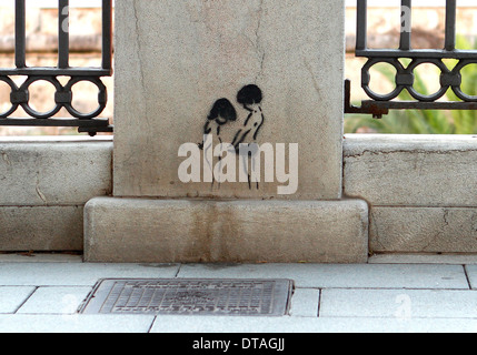 Graffitti vu sur un mur dans l'île espagnole de Majorque Banque D'Images