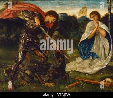 La lutte : tuer le dragon St George VI, 1866. Artiste : Sir Edward Coley Burne-Jones, (1833-1898) Banque D'Images