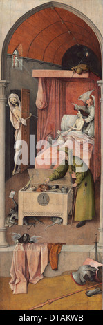 La mort et l'Avare, ca 1485. Artiste : Bosch, Hieronymus (ch. 1450-1516) Banque D'Images