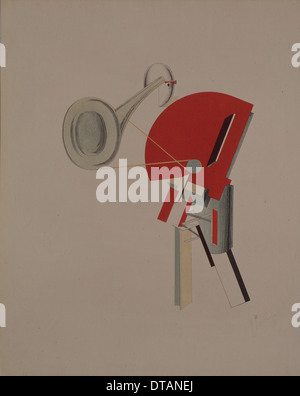 Récitant. Du Prince pour l'opéra victoire sur le soleil par A. Kruchenykh, 1920-1921. Artiste : El Lissitzky, (1890-1941) Banque D'Images