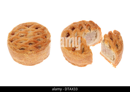 Ensemble et en portions individuelles lattice surmontée pork pie isolés contre white Banque D'Images