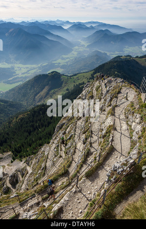 Vue sur les montagnes depuis le sommet du Wendelstein, Bavière, Allemagne Banque D'Images