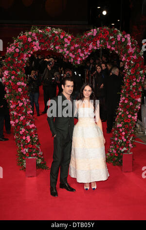 Londres, Royaume-Uni, 13 Février 2014 Colin Farrell et Jessica Brown Findlay arrive à la première UK de 'A New York Winter's Tale" au cinéma Odeon à Kensington High Street à Londres : Crédit MRP/Alamy Live News Banque D'Images