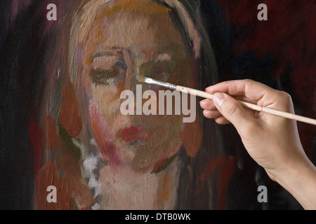 Peinture femme artiste, close-up Banque D'Images