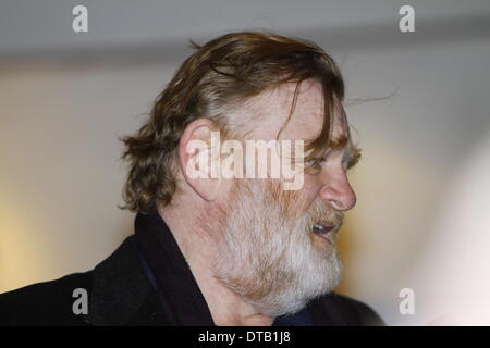 Dublin, Irlande. 13 février 2014. Close-up de Brendan Gleeson acteur irlandais à la première de 'Calvaire'. Directeur irlandais John Michael McDonagh, l'auteur et directeur, ainsi qu'acteurs Brendan Gleeson et Kelly Reilly a assisté à la première mondiale de l'irlandais "Calvaire", qui a ouvert la Jameson Dublin International Film Festival 2014 en Savoie Cinéma. Crédit : Michael Debets/Alamy Live News Banque D'Images