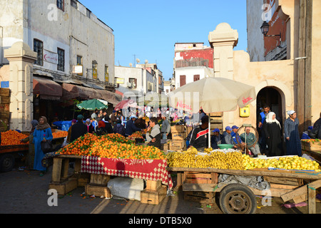 Les étals de fruits à l'ancienne Médina, District Casa-Anfa, Casablanca, Grand Casablanca, Royaume du Maroc Banque D'Images