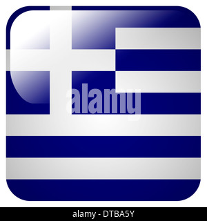 Icône brillant avec le drapeau de la Grèce Banque D'Images