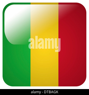 Icône brillant avec drapeau du Mali Banque D'Images