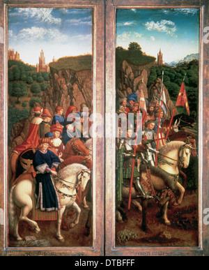 L'art gothique L'Adoration de l'Agneau Mystique de Jan van Eyck (c.1390 - c.1441), 1430-32. Seulement les juges et les Chevaliers du Christ. Banque D'Images