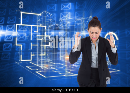 Image composite de angry businesswoman gesturing Banque D'Images