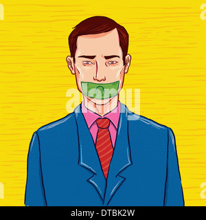 Image d'illustration avec dollar sur sa bouche qui représente la corruption Banque D'Images