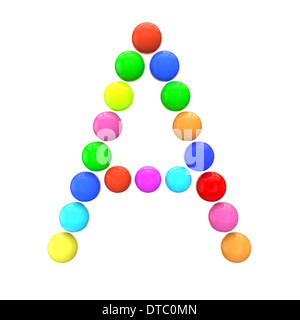 Lettre 'A' de sphères multicolores Banque D'Images