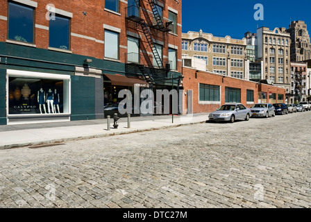 Scène de rue urbaine vide dans le Meatpacking district, la ville de New York. Banque D'Images