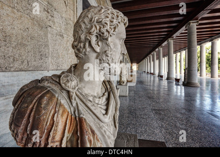 La Stoa d'Attalos (159 avant J.-C.) dans l'ancienne agora d'Athènes, Grèce Banque D'Images