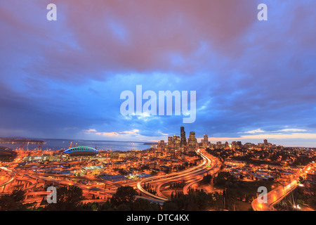 Vue aérienne de Seattle du Sud et de l'Interstate 5, l'État de Washington Banque D'Images