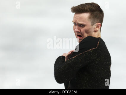 Sochi, Russie. Feb 14, 2014. 2/14/2014 Sotchi, Russie. | Programme de Skating-Free. Jeremy Abbott, de l'USA a terminé en 12ème avec un score de 232,70. | Photo Sean M. Haffey UT San Diego. Credit : U-T San Diego/ZUMAPRESS.com/Alamy Live News Banque D'Images