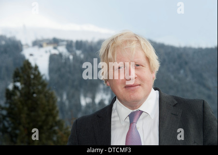 Boris Johnson, Maire de Londres à Davos, en Suisse, au cours de sa visite au Forum économique mondial (WEF) le 25 janvier 2013. Banque D'Images