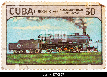 CUBA - circa 1984 : timbres-poste imprimés en Cuba montre trains et locomotives, série, vers 1984 Banque D'Images