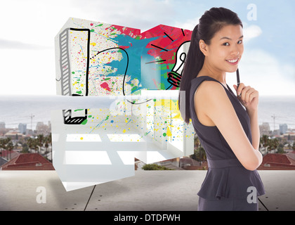 Composite image of businesswoman Banque D'Images