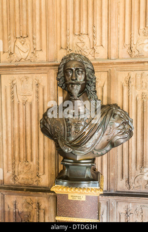 Buste en bronze de Charles Ier Stuart, roi d'Angleterre, le Vyne, Basingstoke, Royaume-Uni Banque D'Images