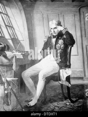 Lord Horatio Nelson dans la cabine de la Victoire Banque D'Images