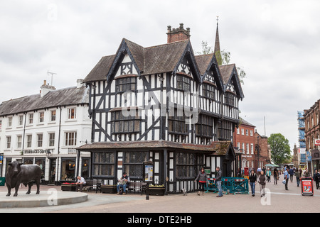 L'ancienne maison, haute-ville, Hereford, Royaume-Uni : un noir et blanc de style jacobéen bâtiment à colombages dans le centre-ville, maintenant un musée Banque D'Images