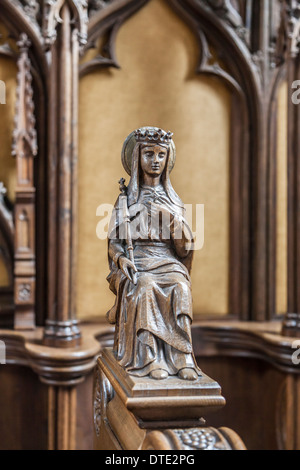 Sculpture en bois dans la Cathédrale de Hereford, Royaume-Uni Banque D'Images