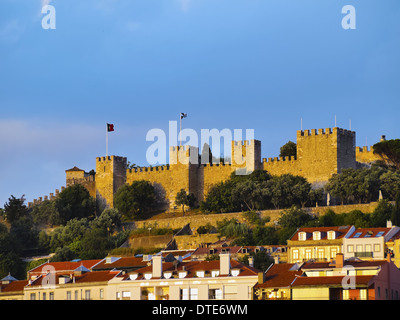 Château de Sao Jorge dans Alfama de Lisbonne, Portugal Banque D'Images