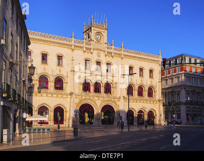 Vue de la gare de Rossio à Lisbonne, Portugal Banque D'Images